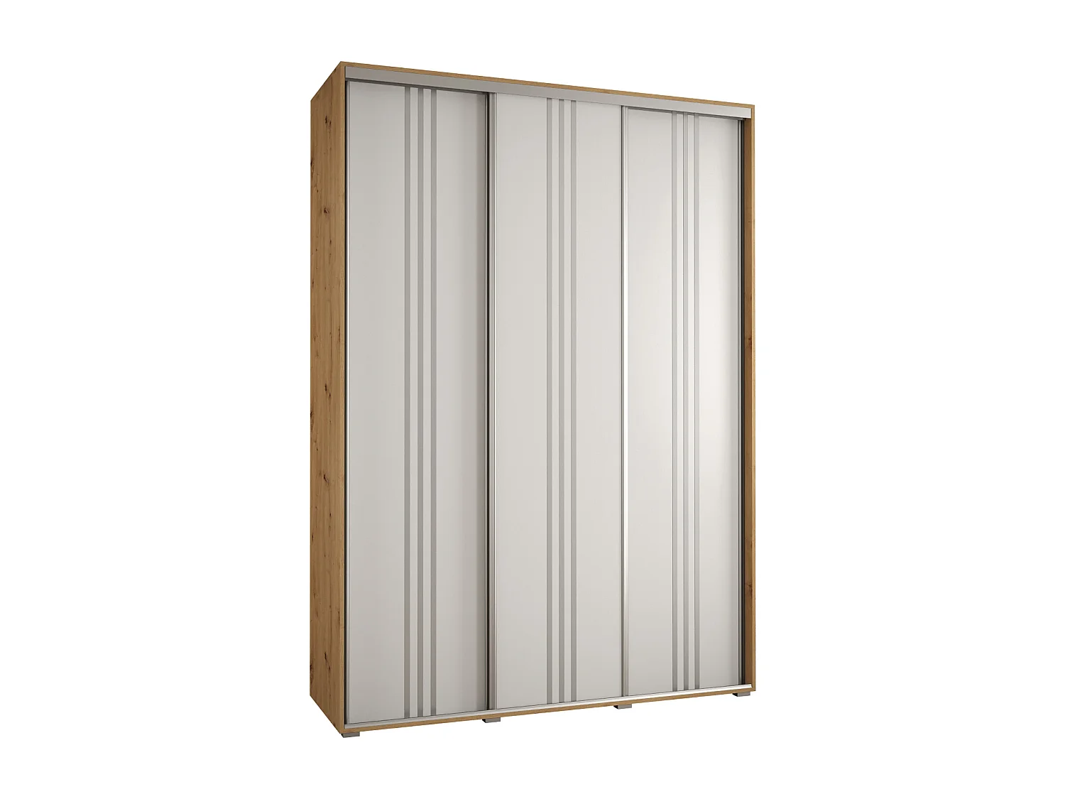 ARMOIRE DAVOS 6 À PORTES COULISSANTES 235,2/170/45 3 portes (Artisan/Blanc/Argent)