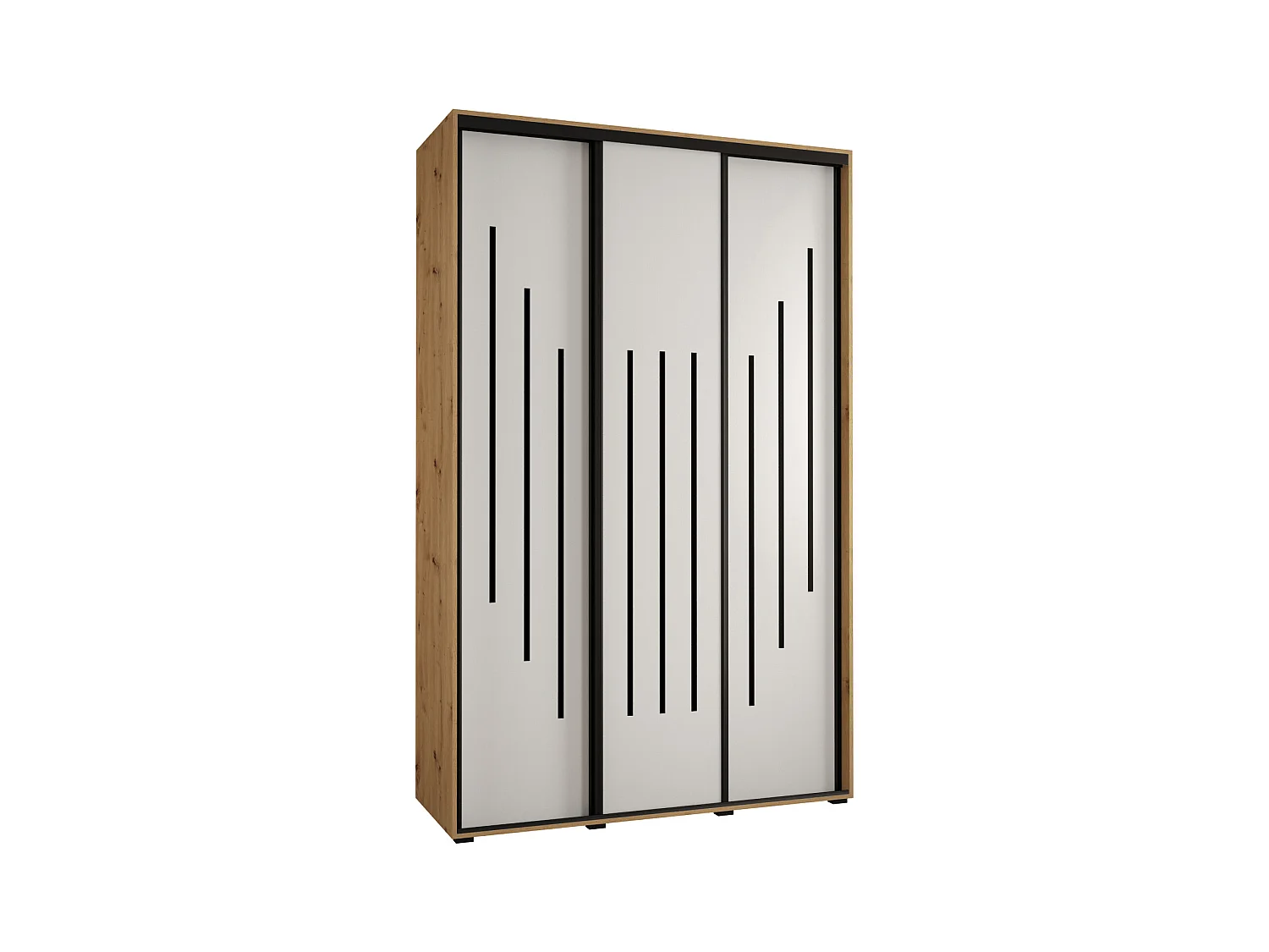 ARMOIRE DAVOS 8 À PORTES COULISSANTES 235,2/160/60 3 portes (Artisan/Blanc/Noir)