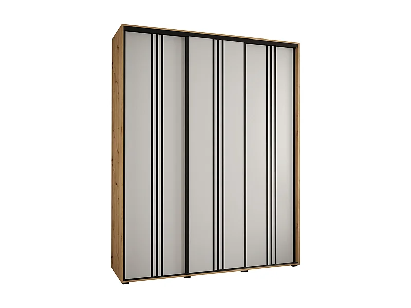 ARMOIRE DAVOS 6 À PORTES COULISSANTES 235,2/200/45 3 portes (Artisan/Blanc/Noir)