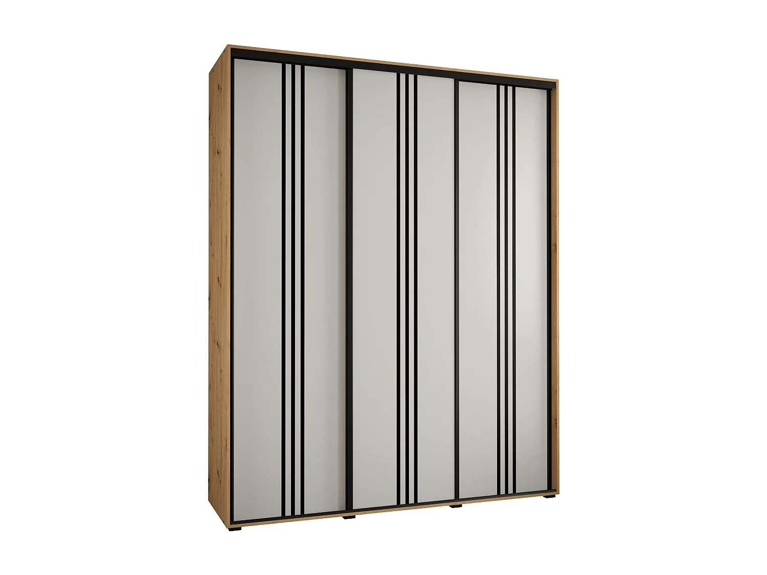 ARMOIRE DAVOS 6 À PORTES COULISSANTES 235,2/200/45 3 portes (Artisan/Blanc/Noir)