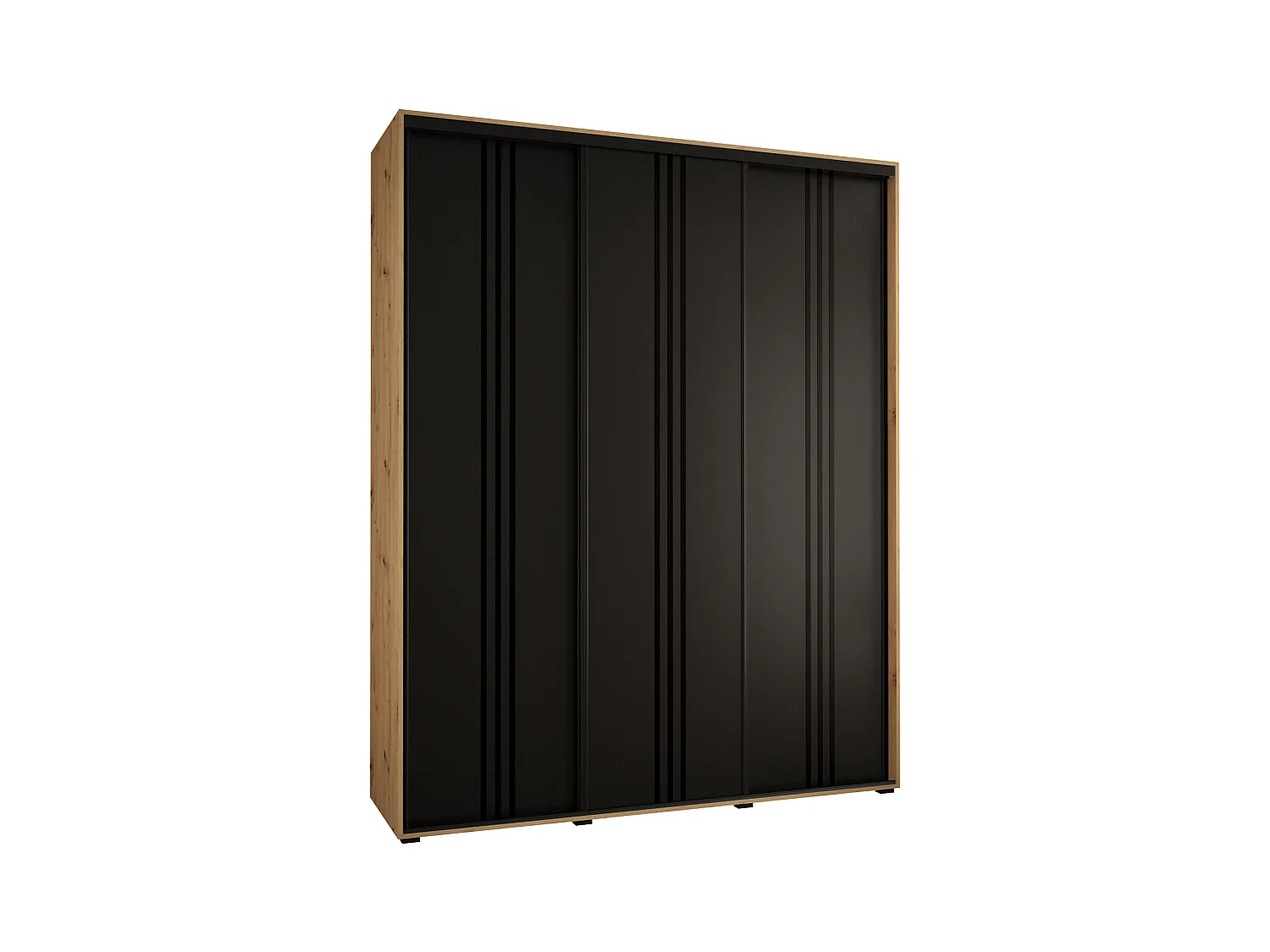 ARMOIRE DAVOS 6 À PORTES COULISSANTES 235,2/190/45 3 portes (Artisan/Noir/Noir)