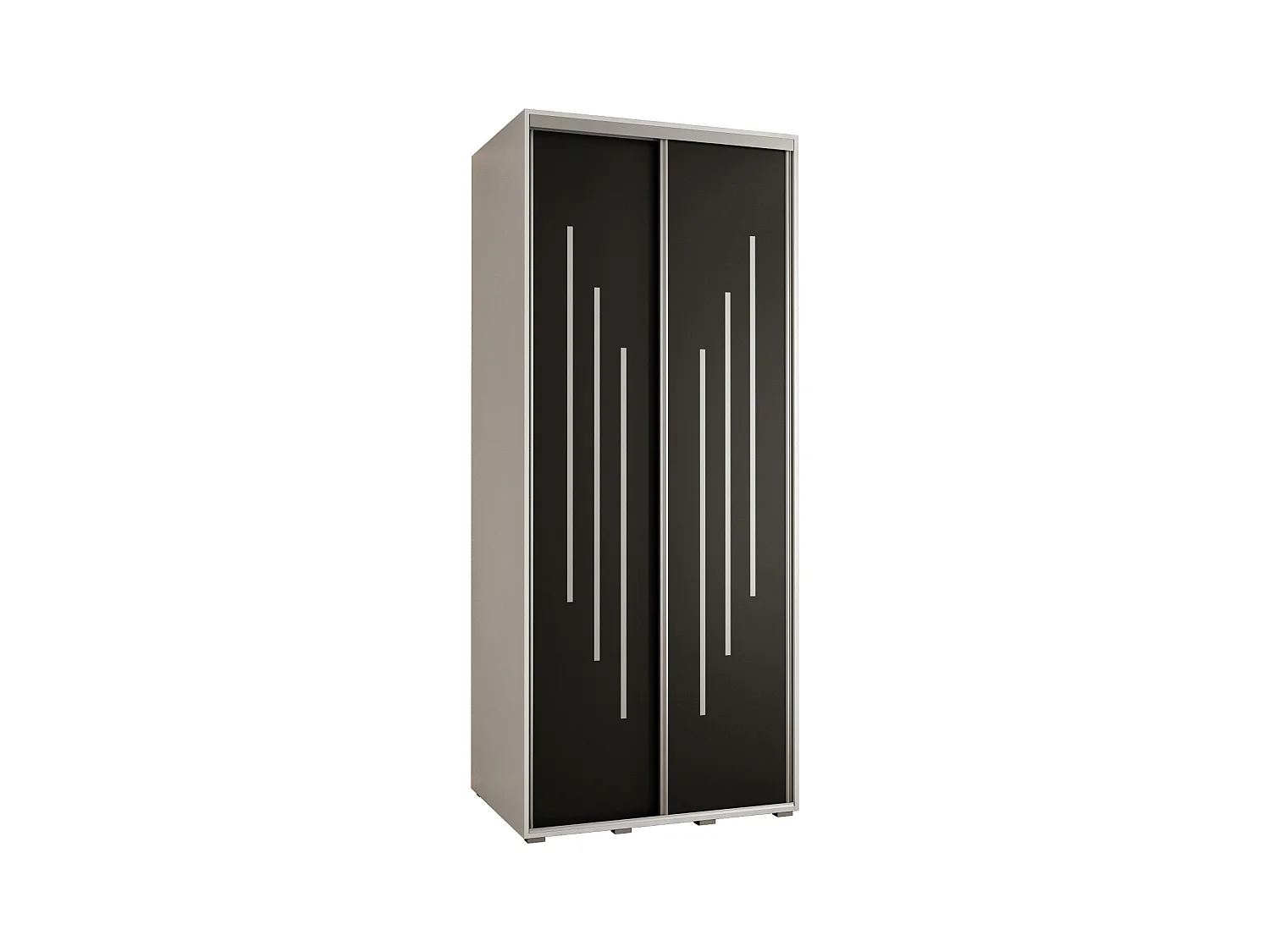 ARMOIRE DAVOS 8 À PORTES COULISSANTES 235,2/120/60 2 portes (Blanc/Noir/Argent)