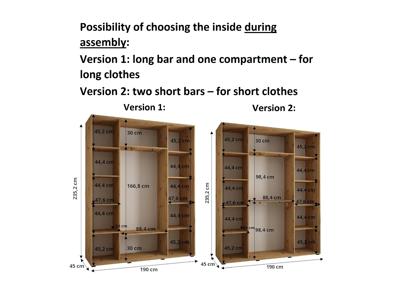 SCHWEBETÜRENSCHRANK DAVOS 7 235,2/190/45 3-türig (Weiß/Weiß/Gold)