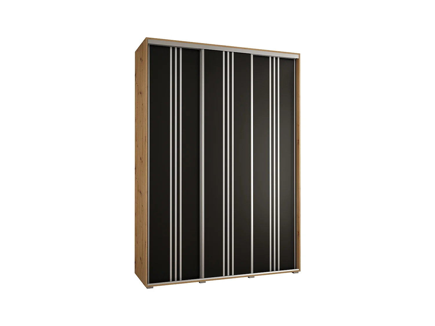 ARMOIRE DAVOS 6 À PORTES COULISSANTES 235,2/180/60 3 portes (Artisan/Noir/Argent)