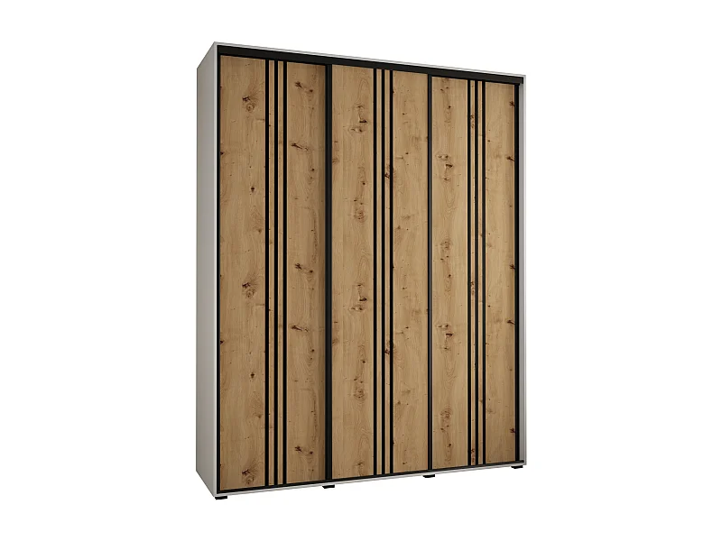 SCHWEBETÜRENSCHRANK DAVOS 6 235,2/190/60 3-türig (Weiß/Artisan/Schwarz)