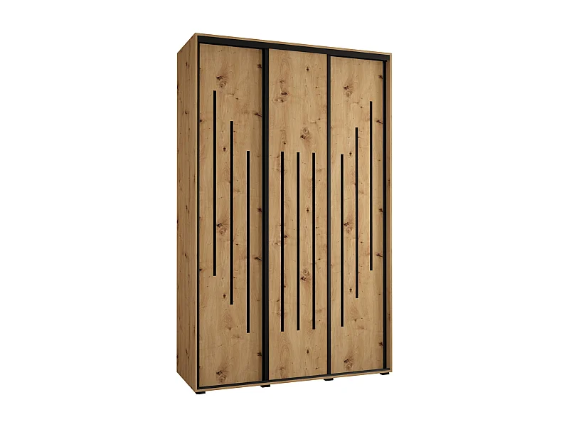 ARMOIRE DAVOS 8 À PORTES COULISSANTES 235,2/160/45 3 portes (Artisan/Artisan/Noir)