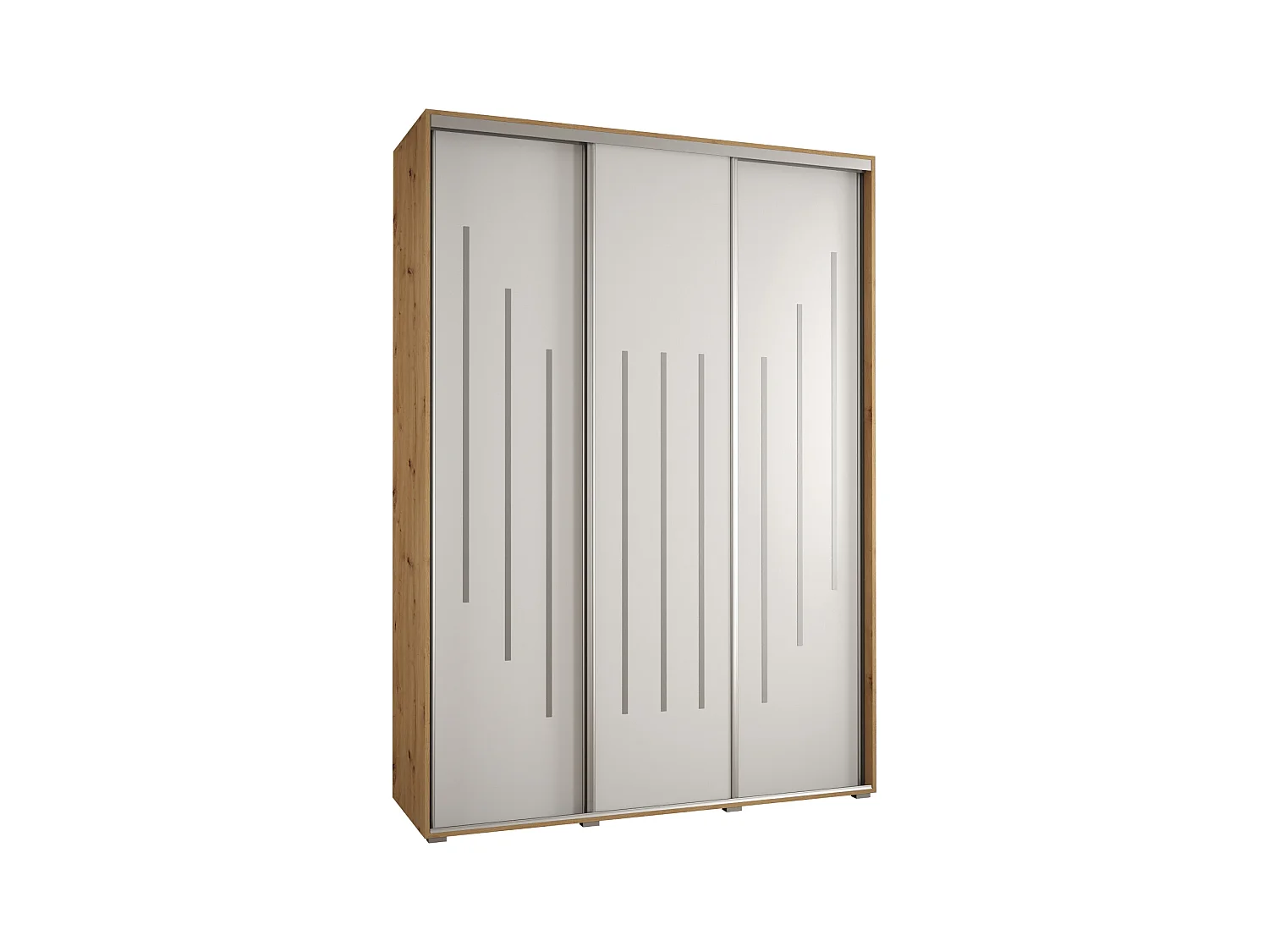ARMOIRE DAVOS 8 À PORTES COULISSANTES 235,2/180/60 3 portes (Artisan/Blanc/Argent)
