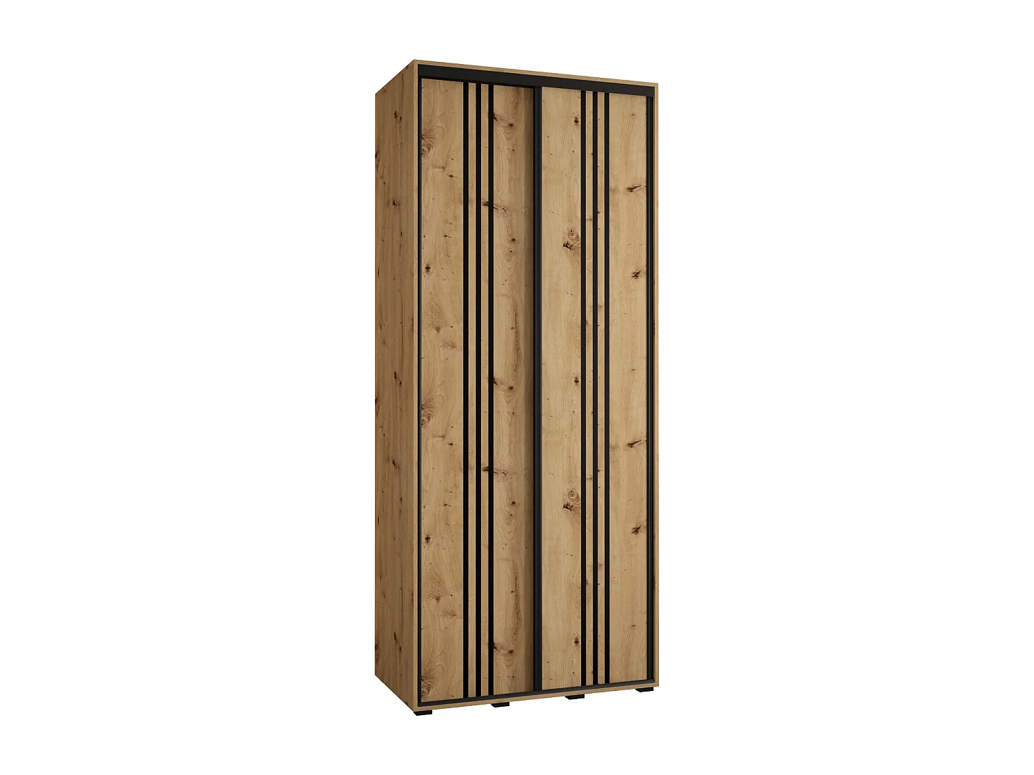 SCHWEBETÜRENSCHRANK DAVOS 5 235,2/110/45 2-türig (Artisan/Artisan/Schwarz)