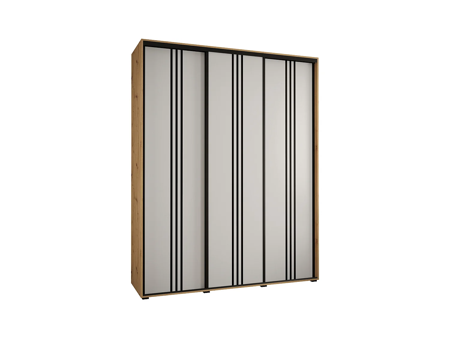 ARMOIRE DAVOS 6 À PORTES COULISSANTES 235,2/200/60 3 portes (Artisan/Blanc/Noir)