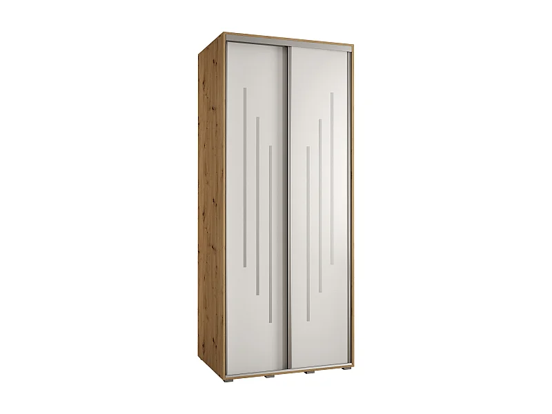 ARMOIRE DAVOS 8 À PORTES COULISSANTES 235,2/120/45 2 portes (Artisan/Blanc/Argent)