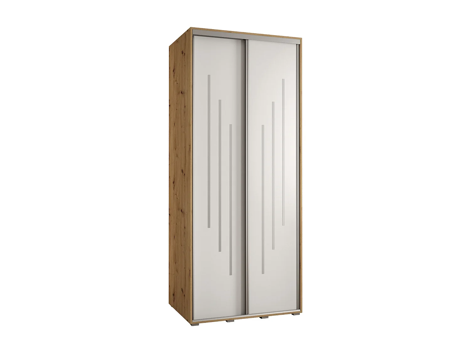 ARMOIRE DAVOS 8 À PORTES COULISSANTES 235,2/120/45 2 portes (Artisan/Blanc/Argent)