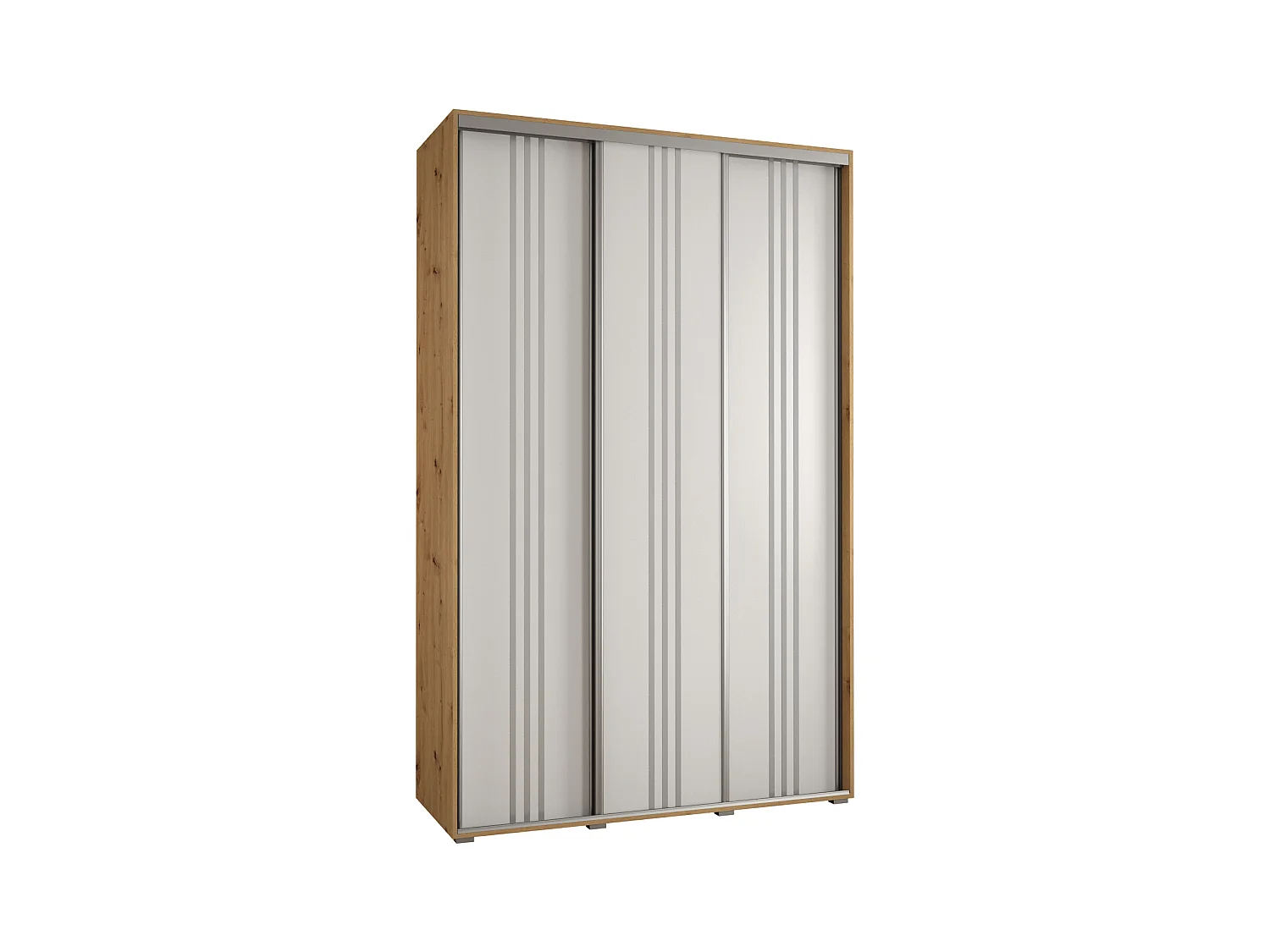ARMOIRE DAVOS 6 À PORTES COULISSANTES 235,2/150/60 3 portes (Artisan/Blanc/Argent)