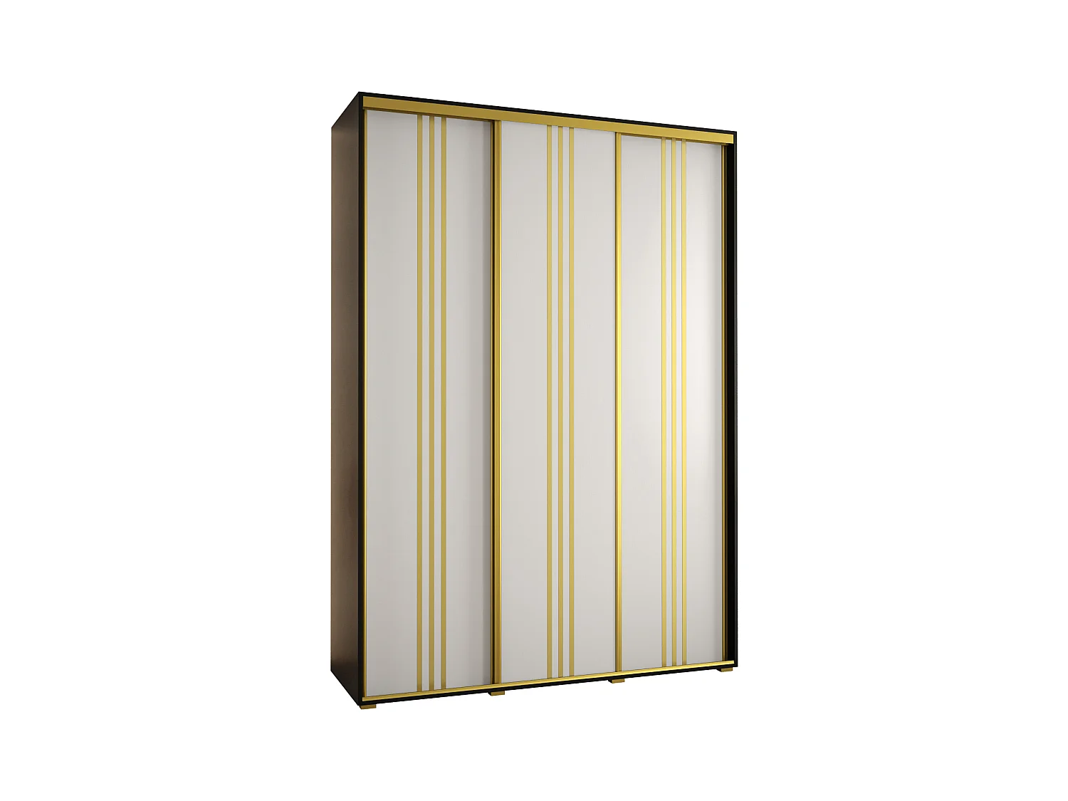 SCHWEBETÜRENSCHRANK DAVOS 6 235,2/170/45 3-türig (Schwarz/Weiß/Gold)