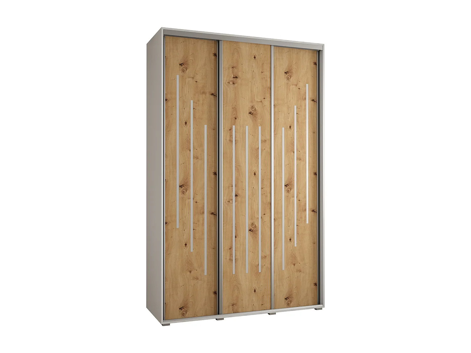 ARMADIO DAVOS 8 AD ANTE SCORREVOLI 235,2/160/60 3 porte (Bianco/Artisan/Argento)