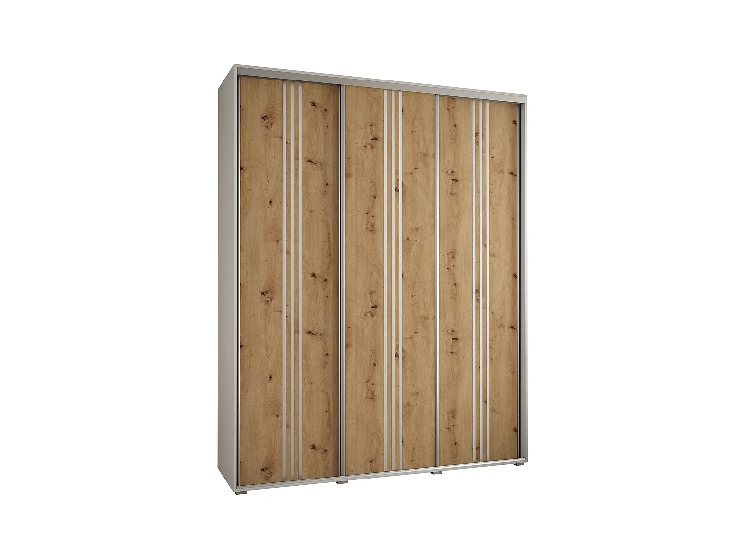 ARMOIRE DAVOS 6 À PORTES COULISSANTES 235,2/200/60 3 portes (Blanc/Artisan/Argent)
