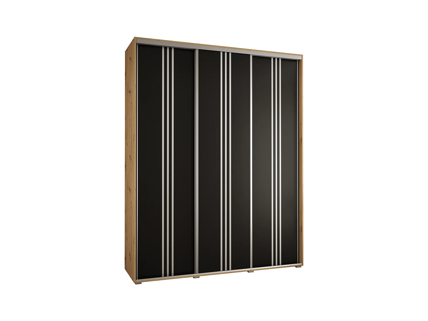 ARMOIRE DAVOS 6 À PORTES COULISSANTES 235,2/200/60 3 portes (Artisan/Noir/Argent)