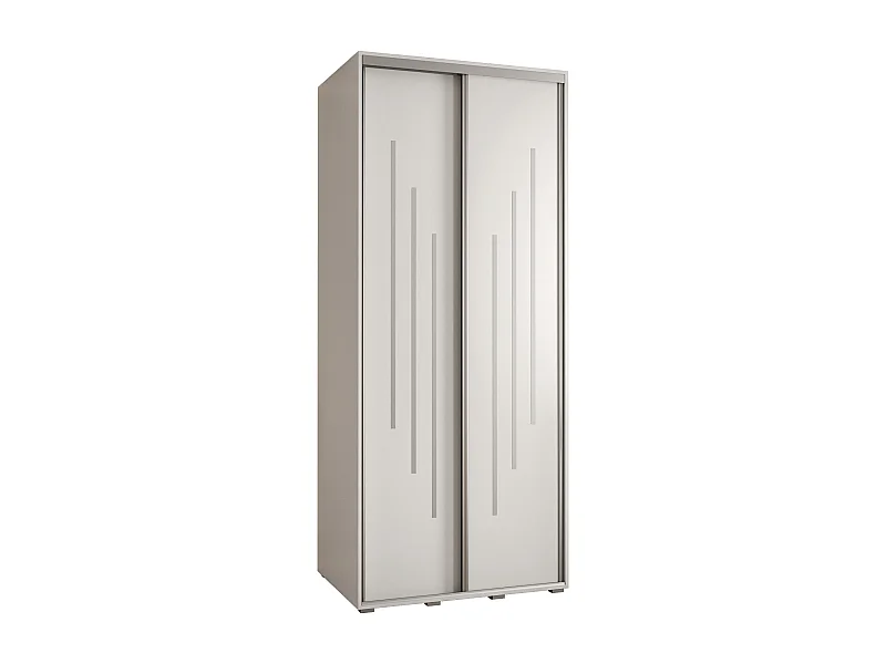 ARMOIRE DAVOS 8 À PORTES COULISSANTES 235,2/120/45 2 portes (Blanc/Blanc/Argent)