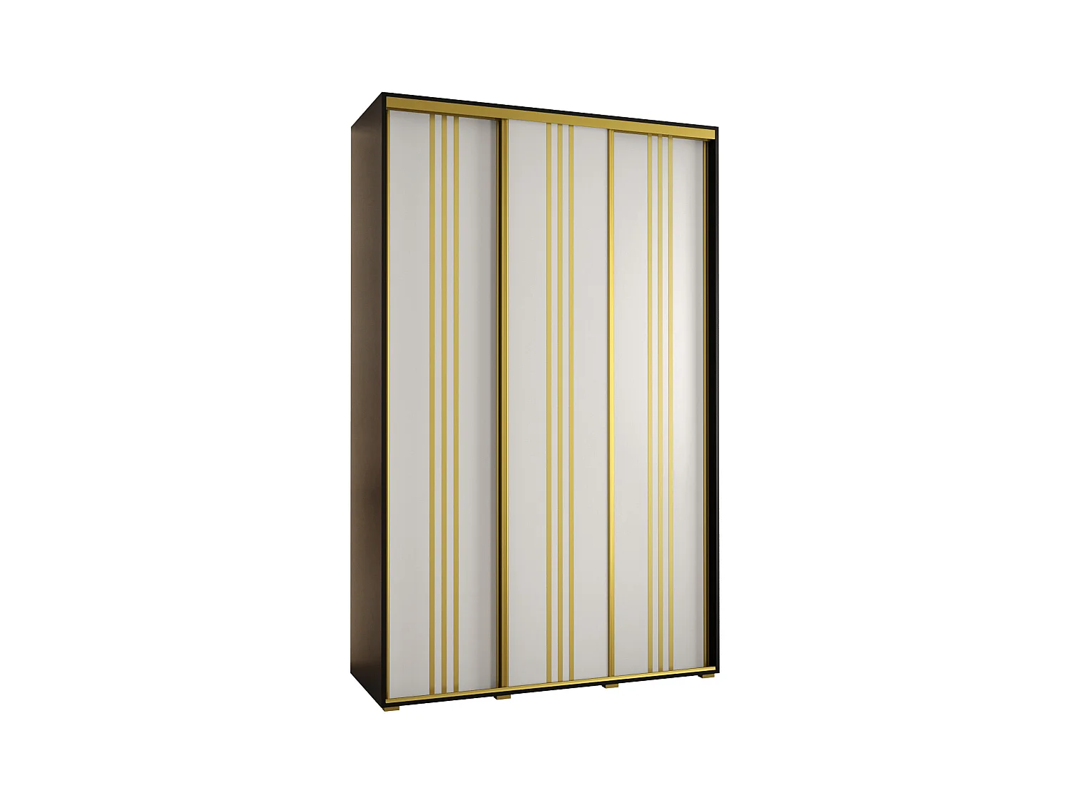 ARMOIRE DAVOS 6 À PORTES COULISSANTES 235,2/150/60 3 portes (Noir/Blanc/Or)