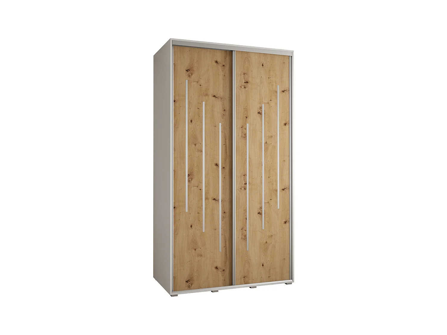 ARMOIRE DAVOS 8 À PORTES COULISSANTES 235,2/140/60 2 portes (Blanc/Artisan/Argent)