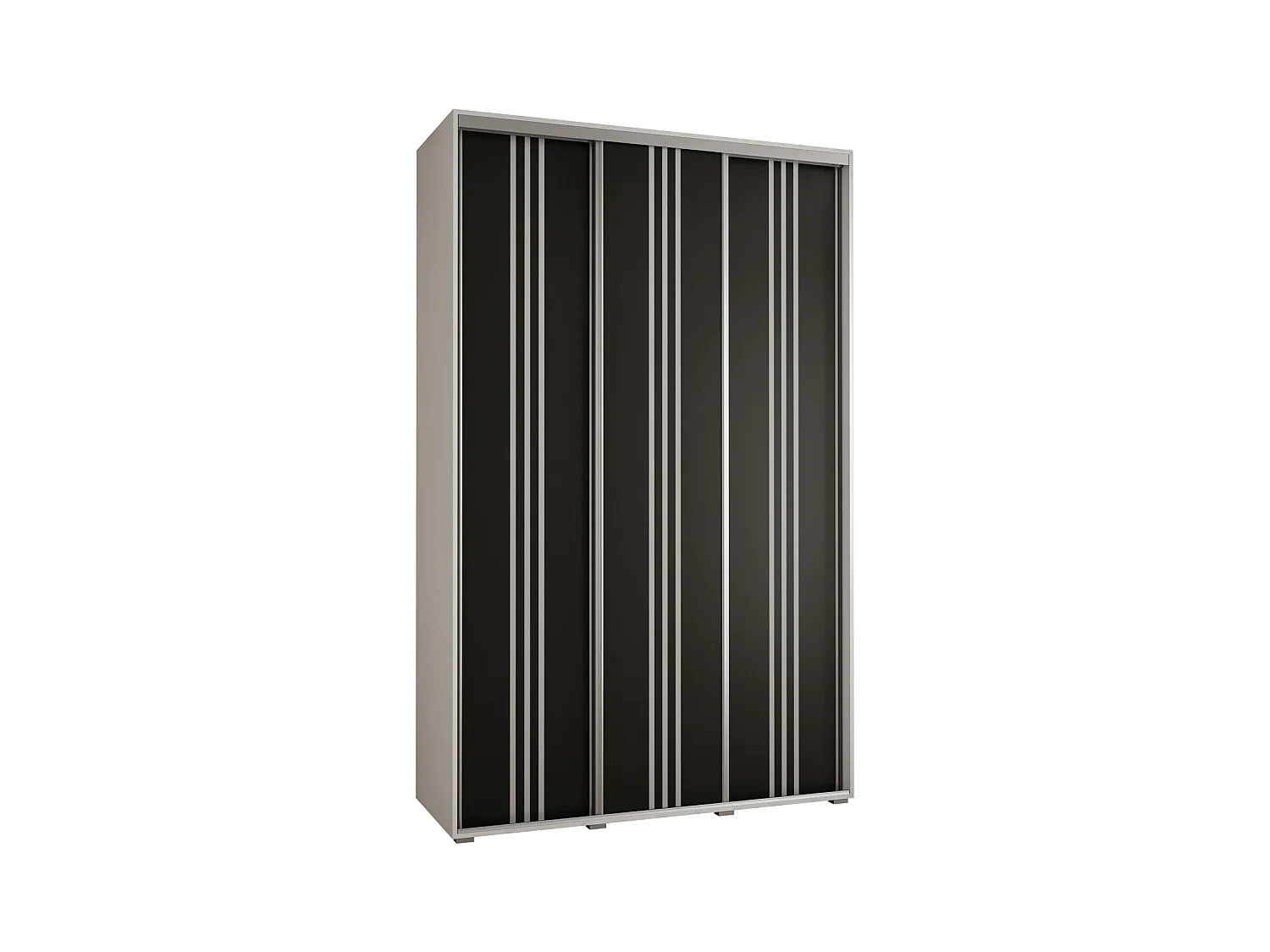 ARMOIRE DAVOS 6 À PORTES COULISSANTES 235,2/150/60 3 portes (Blanc/Noir/Argent)