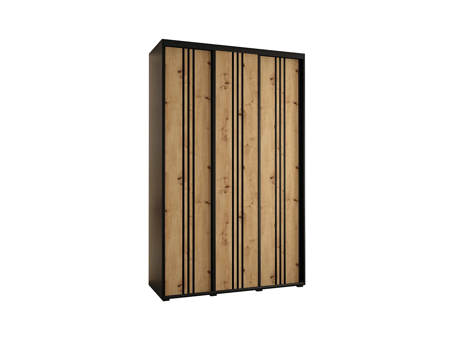 ARMOIRE DAVOS 6 À PORTES COULISSANTES 235,2/150/60 3 portes (Noir/Artisan/Noir)