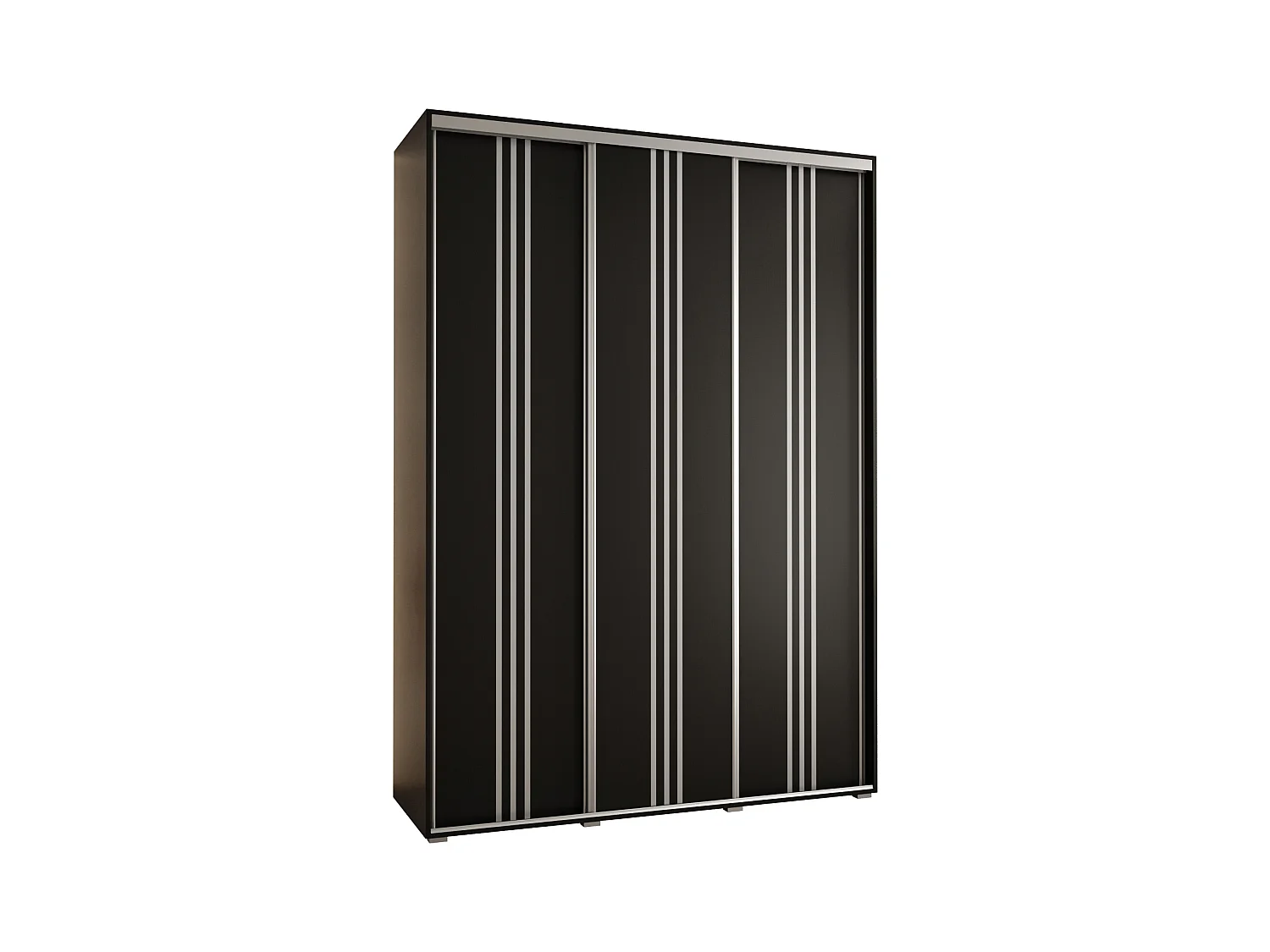 ARMOIRE DAVOS 6 À PORTES COULISSANTES 235,2/180/60 3 portes (Noir/Noir/Argent)