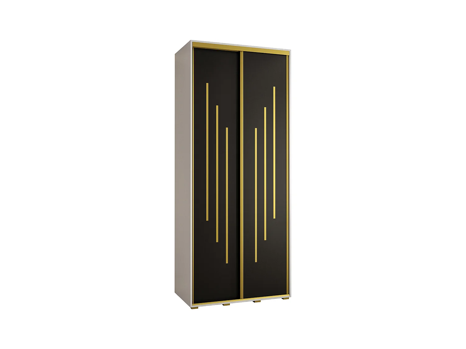 SCHWEBETÜRENSCHRANK DAVOS 8 235,2/100/45 2-türig (Weiß/Schwarz/Gold)