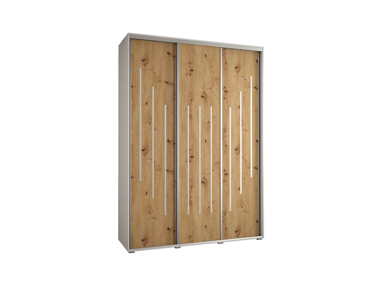 ARMOIRE DAVOS 8 À PORTES COULISSANTES 235,2/180/60 3 portes (Blanc/Artisan/Argent)