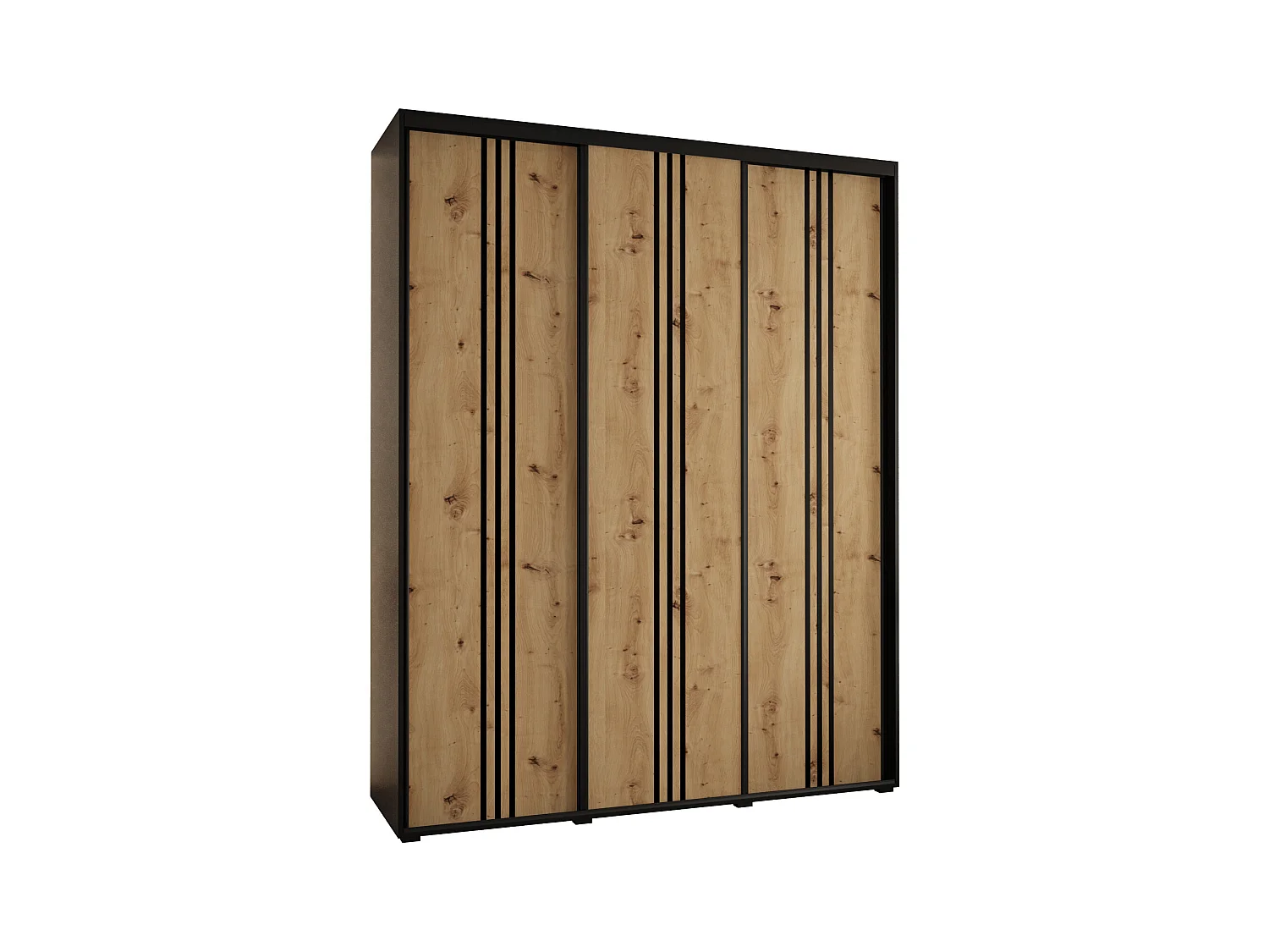 SCHWEBETÜRENSCHRANK DAVOS 6 235,2/190/45 3-türig (Schwarz/Artisan/Schwarz)