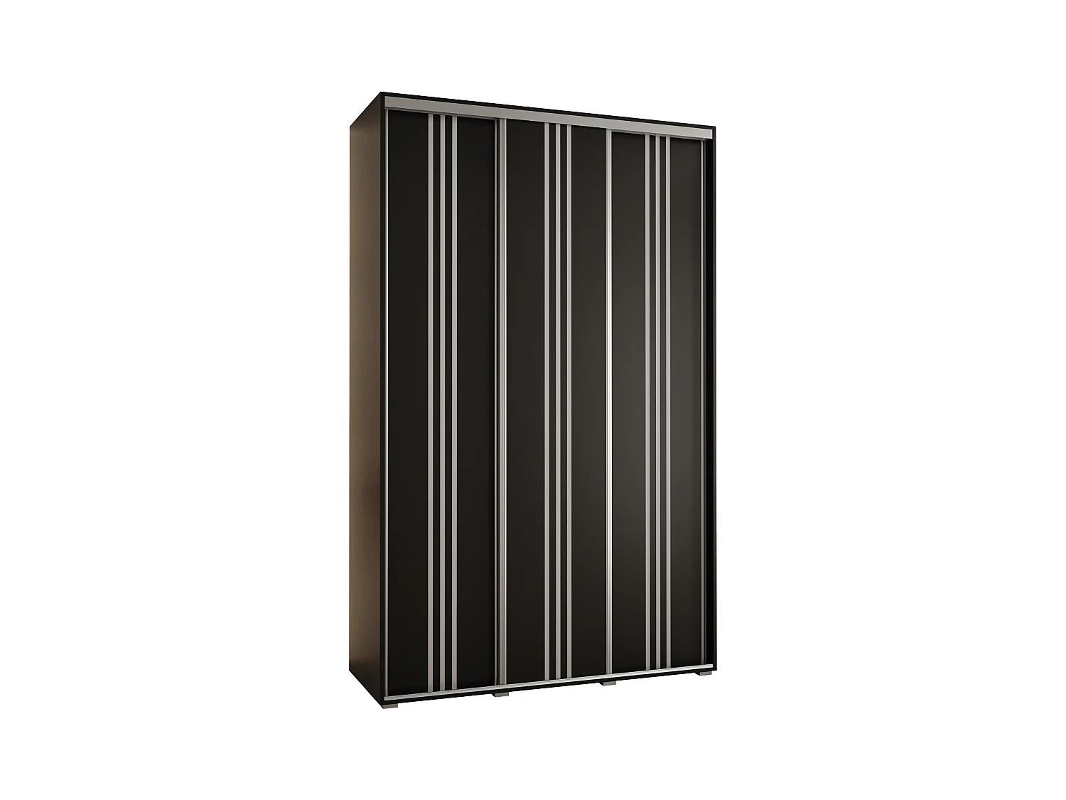 ARMOIRE DAVOS 6 À PORTES COULISSANTES 235,2/150/60 3 portes (Noir/Noir/Argent)