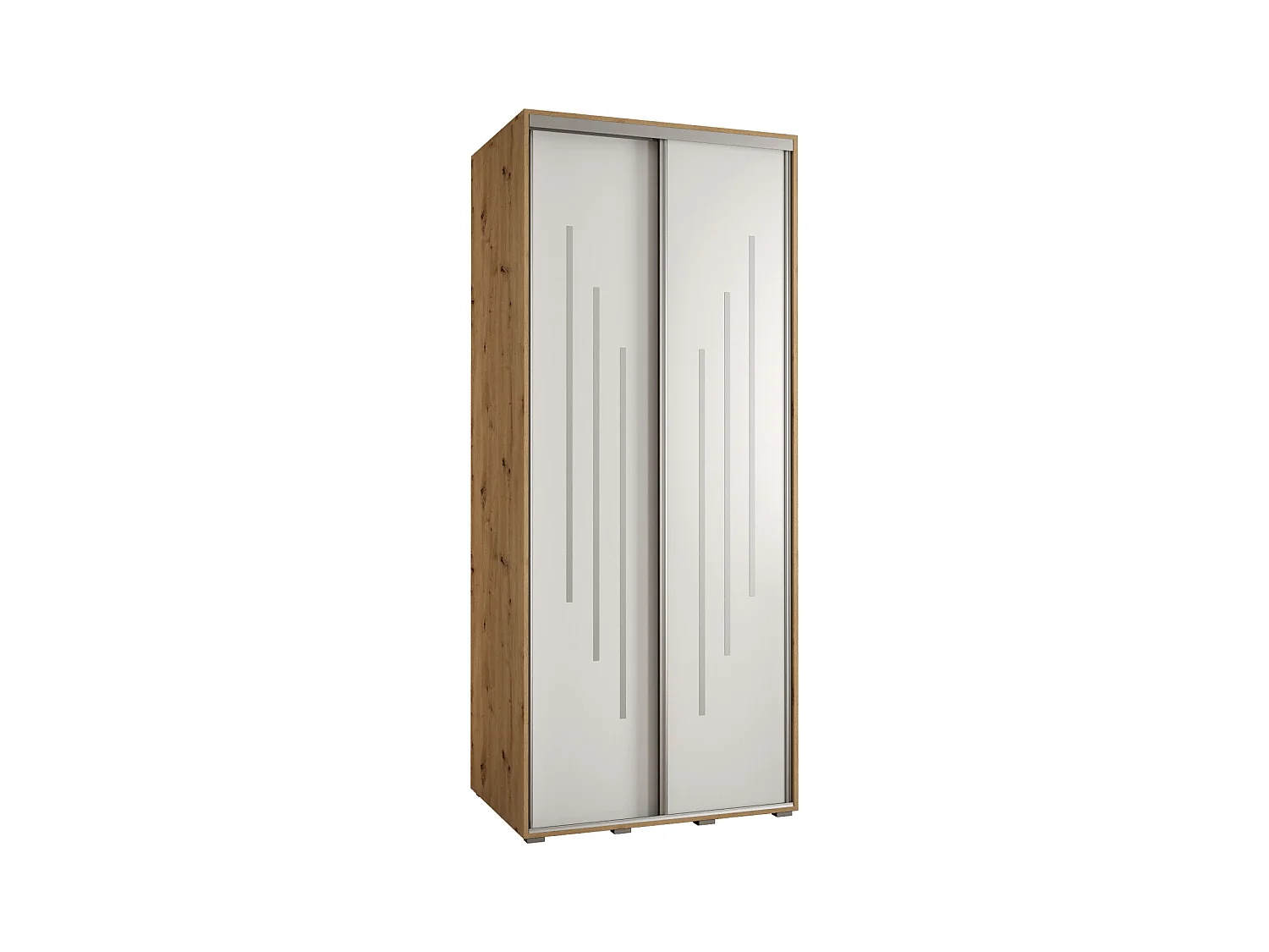 ARMOIRE DAVOS 8 À PORTES COULISSANTES 235,2/110/60 2 portes (Artisan/Blanc/Argent)