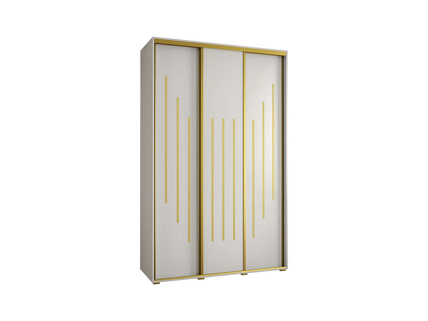ARMOIRE DAVOS 8 À PORTES COULISSANTES 235,2/160/60 3 portes (Blanc/Blanc/Or)