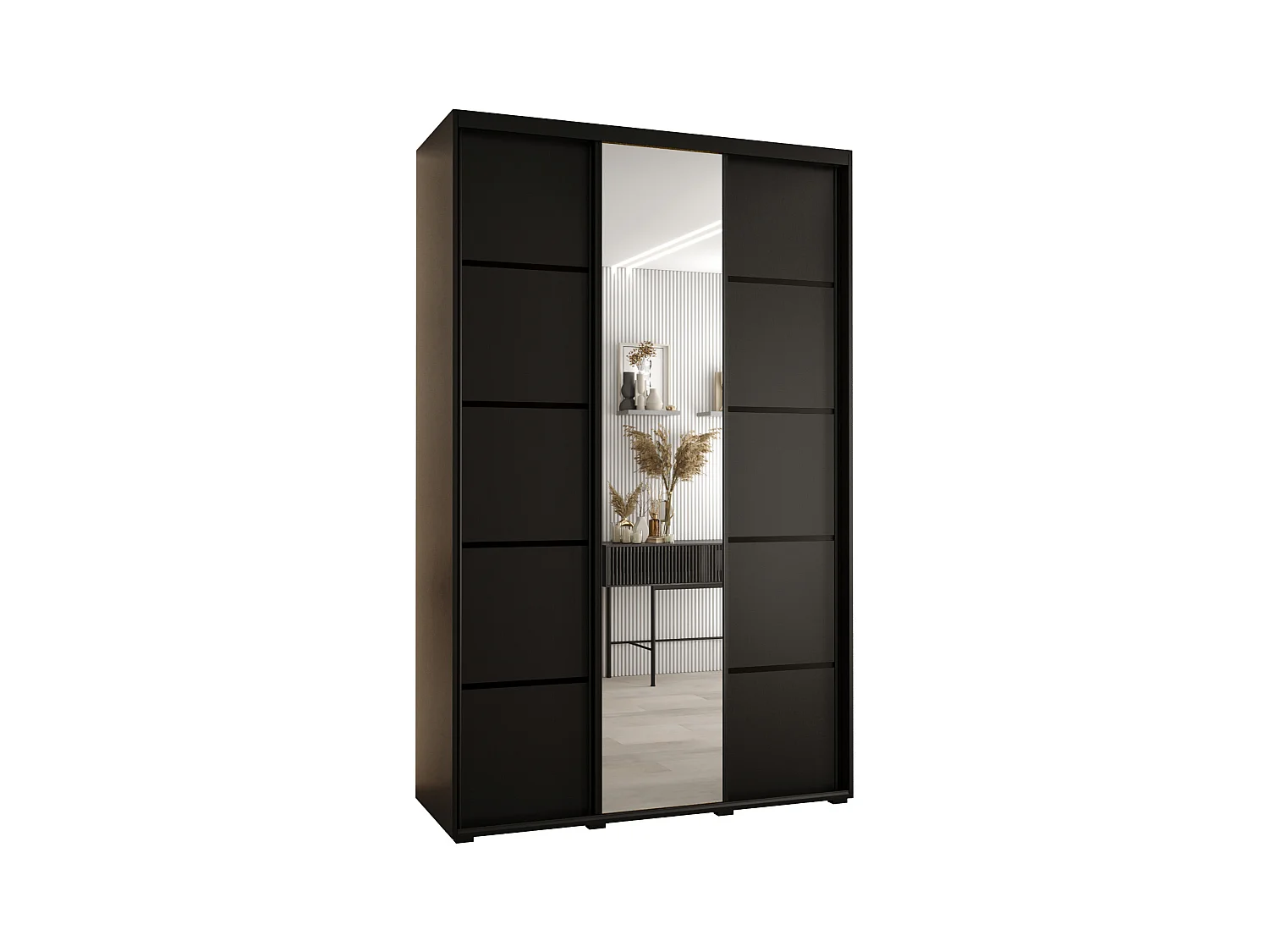 ARMOIRE DAVOS 5 À PORTES COULISSANTES 235,2/160/60 3 portes (Noir/Noir/Noir)