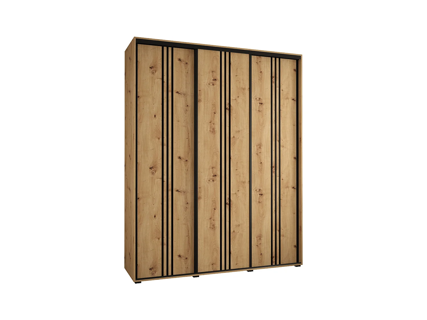 ARMOIRE DAVOS 6 À PORTES COULISSANTES 235,2/200/60 3 portes (Artisan/Artisan/Noir)
