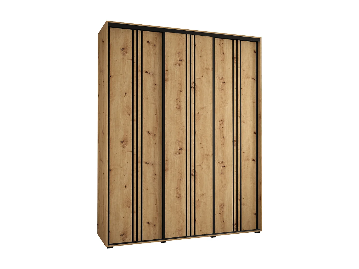 ARMOIRE DAVOS 6 À PORTES COULISSANTES 235,2/200/60 3 portes (Artisan/Artisan/Noir)