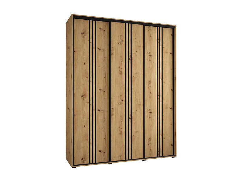 ARMOIRE DAVOS 6 À PORTES COULISSANTES 235,2/200/60 3 portes (Artisan/Artisan/Noir)