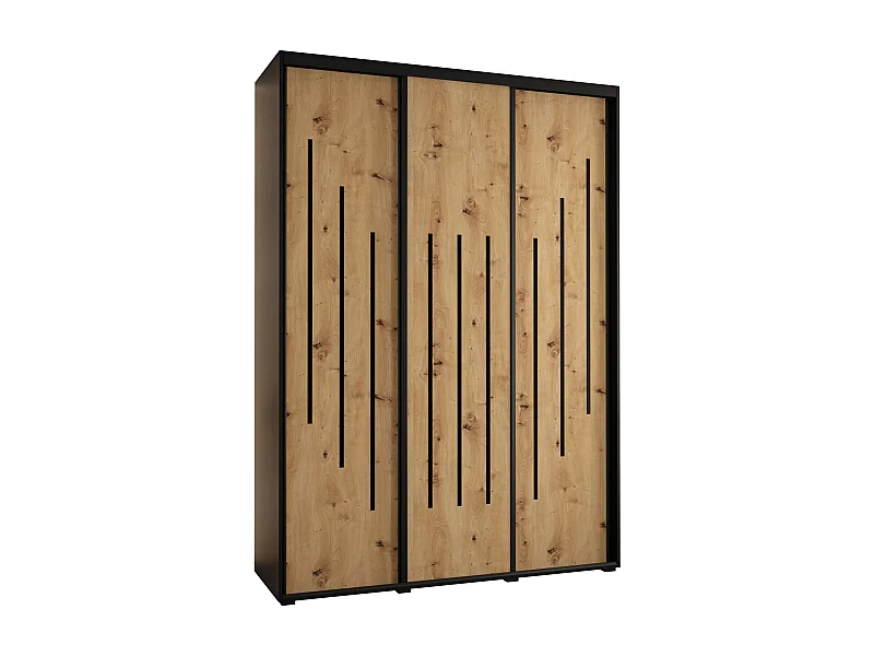 SCHWEBETÜRENSCHRANK DAVOS 8 235,2/180/60 3-türig (Schwarz/Artisan/Schwarz)