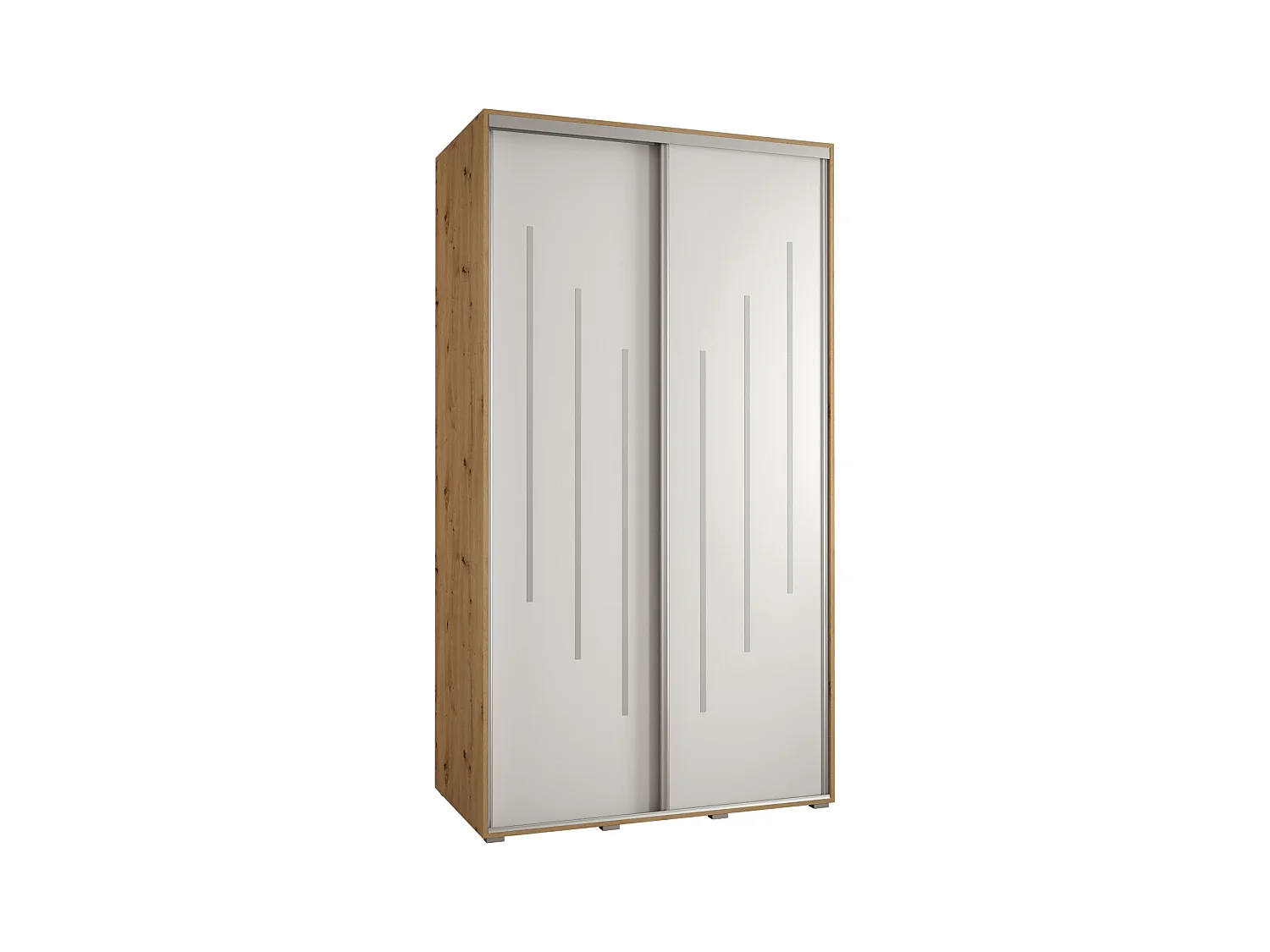 ARMOIRE DAVOS 8 À PORTES COULISSANTES 235,2/140/60 2 portes (Artisan/Blanc/Argent)
