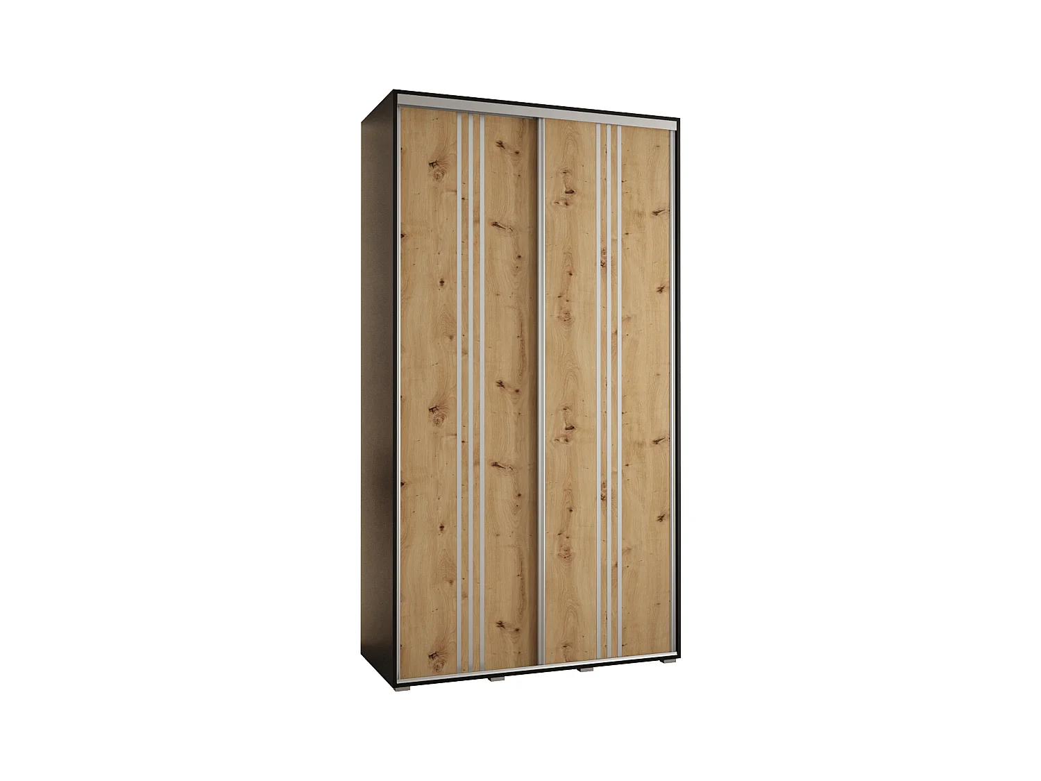 ARMOIRE DAVOS 6 À PORTES COULISSANTES 235,2/140/45 2 portes (Noir/Artisan/Argent)