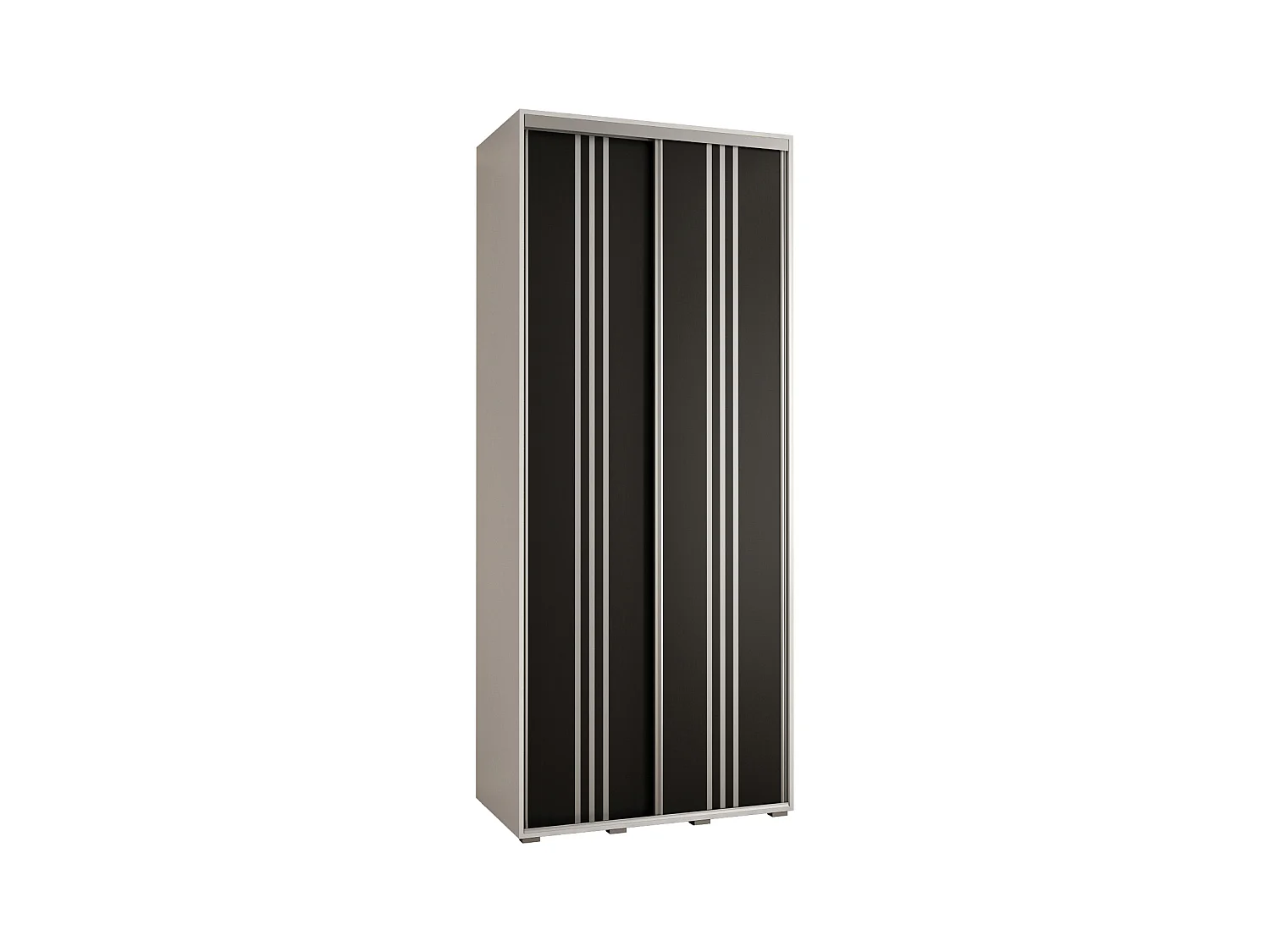 SCHWEBETÜRENSCHRANK DAVOS 6 235,2/100/60 2-türig (Weiß/Schwarz/Silber)