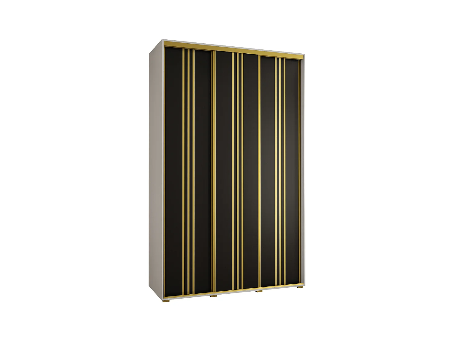 SCHWEBETÜRENSCHRANK DAVOS 6 235,2/160/45 3-türig (Weiß/Schwarz/Gold)