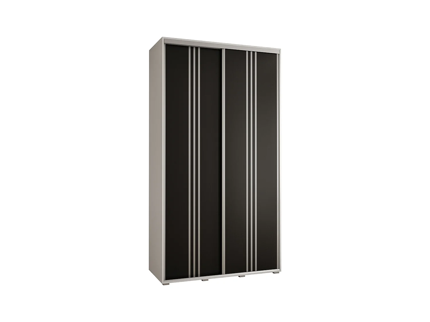 ARMOIRE DAVOS 6 À PORTES COULISSANTES 235,2/140/45 2 portes (Blanc/Noir/Argent)