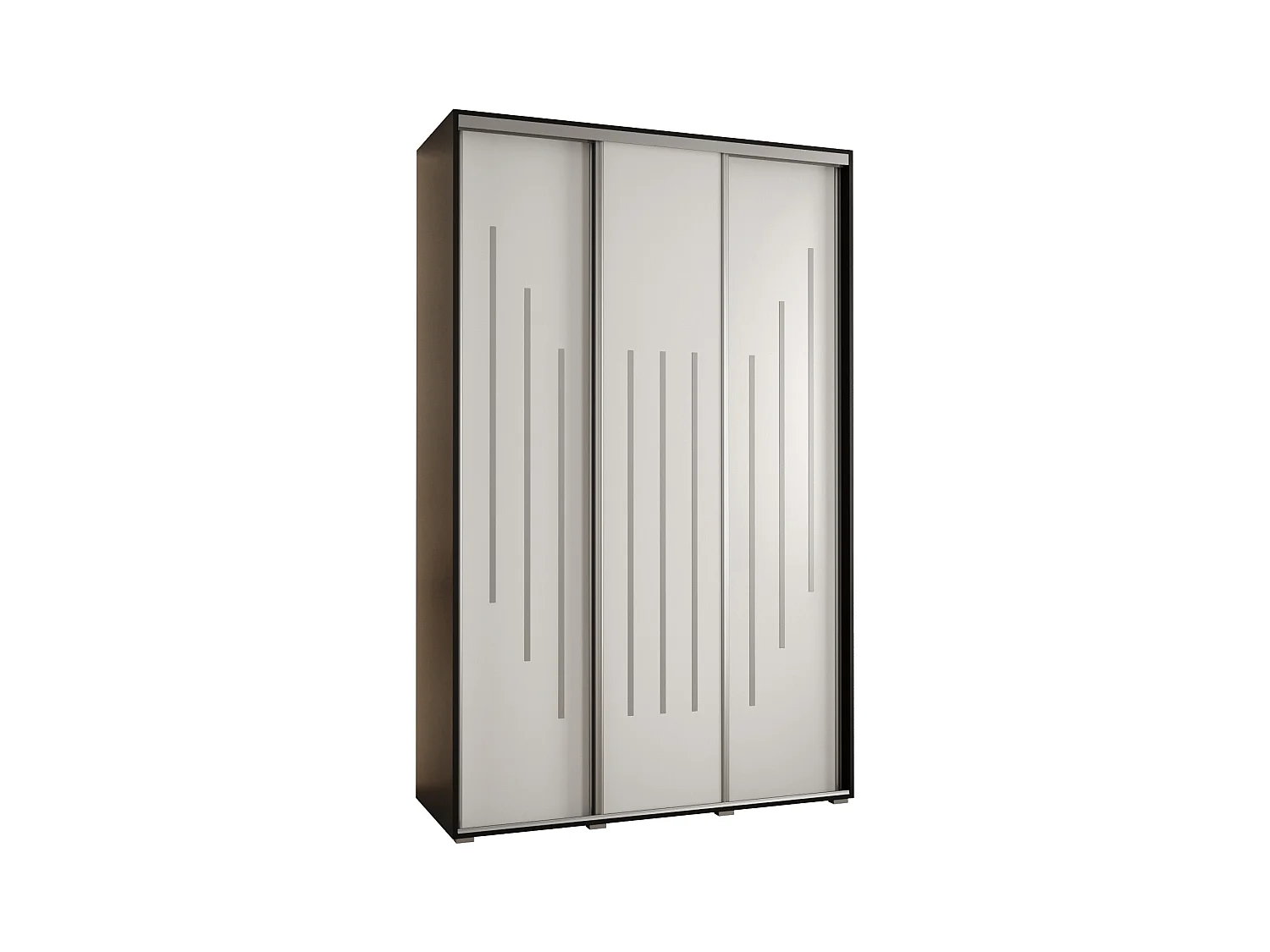 ARMOIRE DAVOS 8 À PORTES COULISSANTES 235,2/160/45 3 portes (Noir/Blanc/Argent)