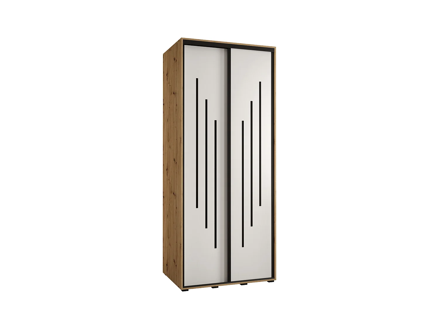 SCHWEBETÜRENSCHRANK DAVOS 8 235,2/100/45 2-türig (Artisan/Weiß/Schwarz)