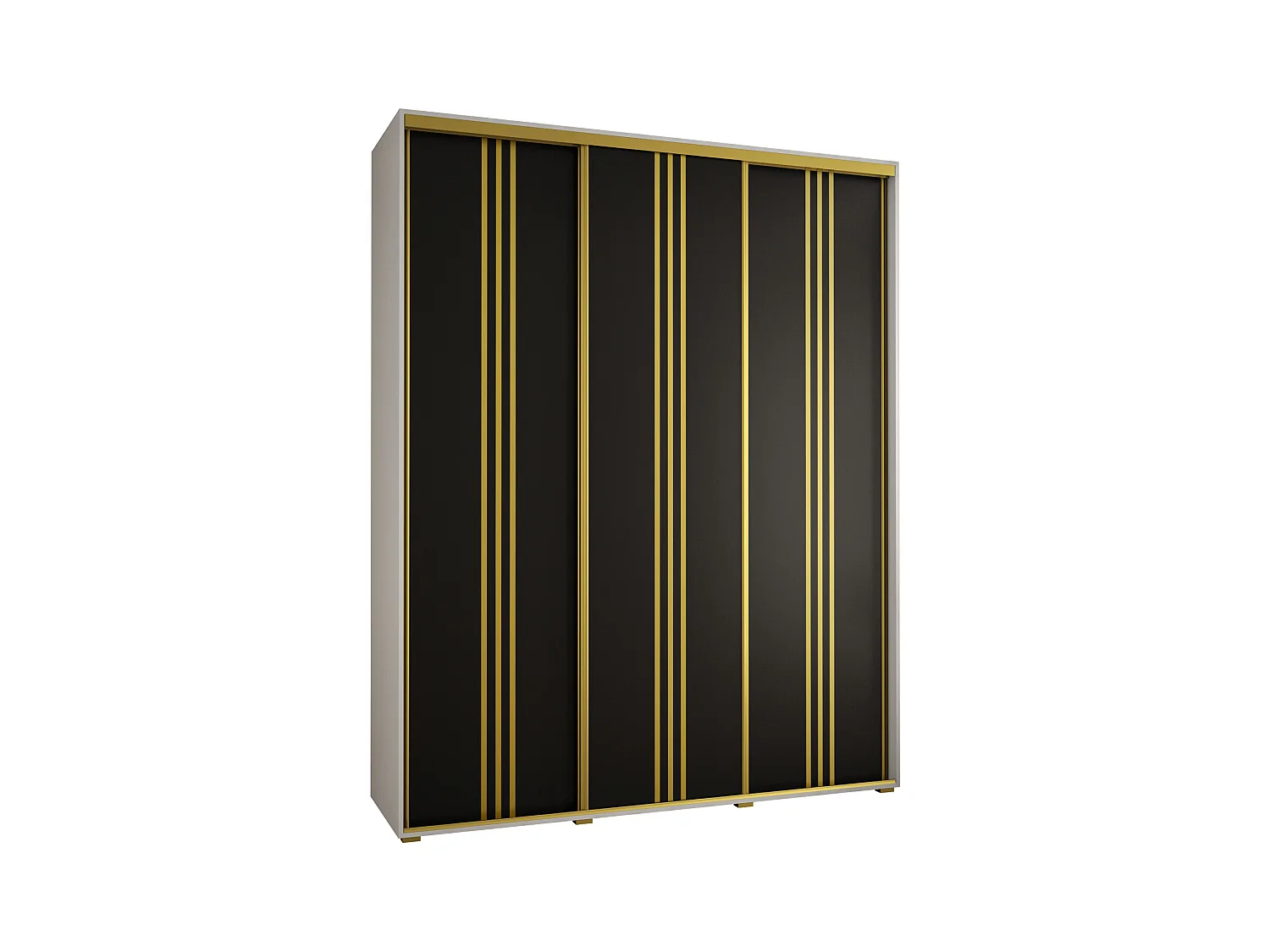 SCHWEBETÜRENSCHRANK DAVOS 6 235,2/190/60 3-türig (Weiß/Schwarz/Gold)