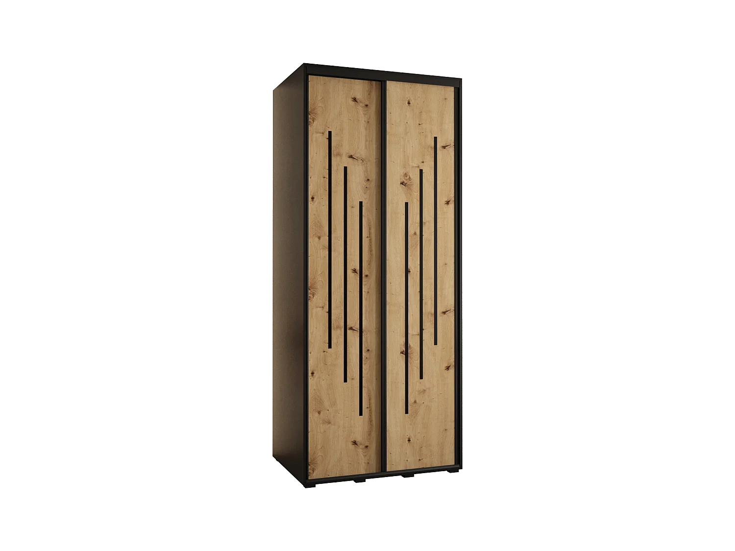 SCHWEBETÜRENSCHRANK DAVOS 8 235,2/100/45 2-türig (Schwarz/Artisan/Schwarz)