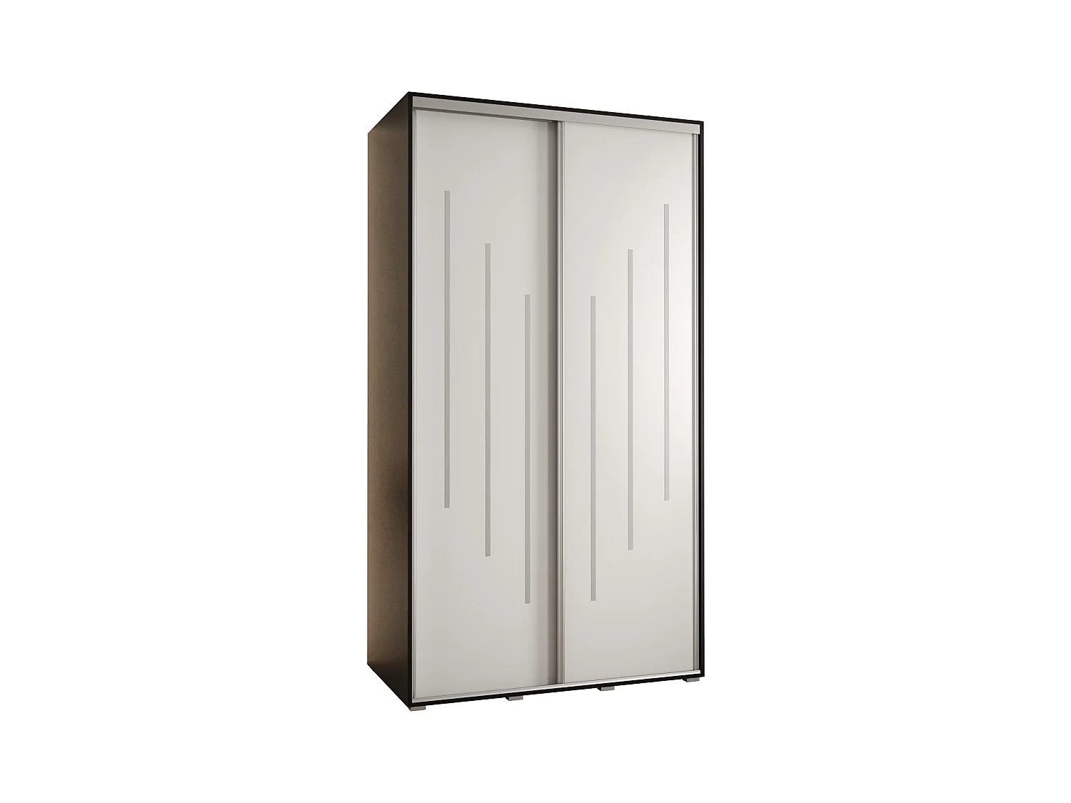 ARMOIRE DAVOS 8 À PORTES COULISSANTES 235,2/140/45 2 portes (Noir/Blanc/Argent)