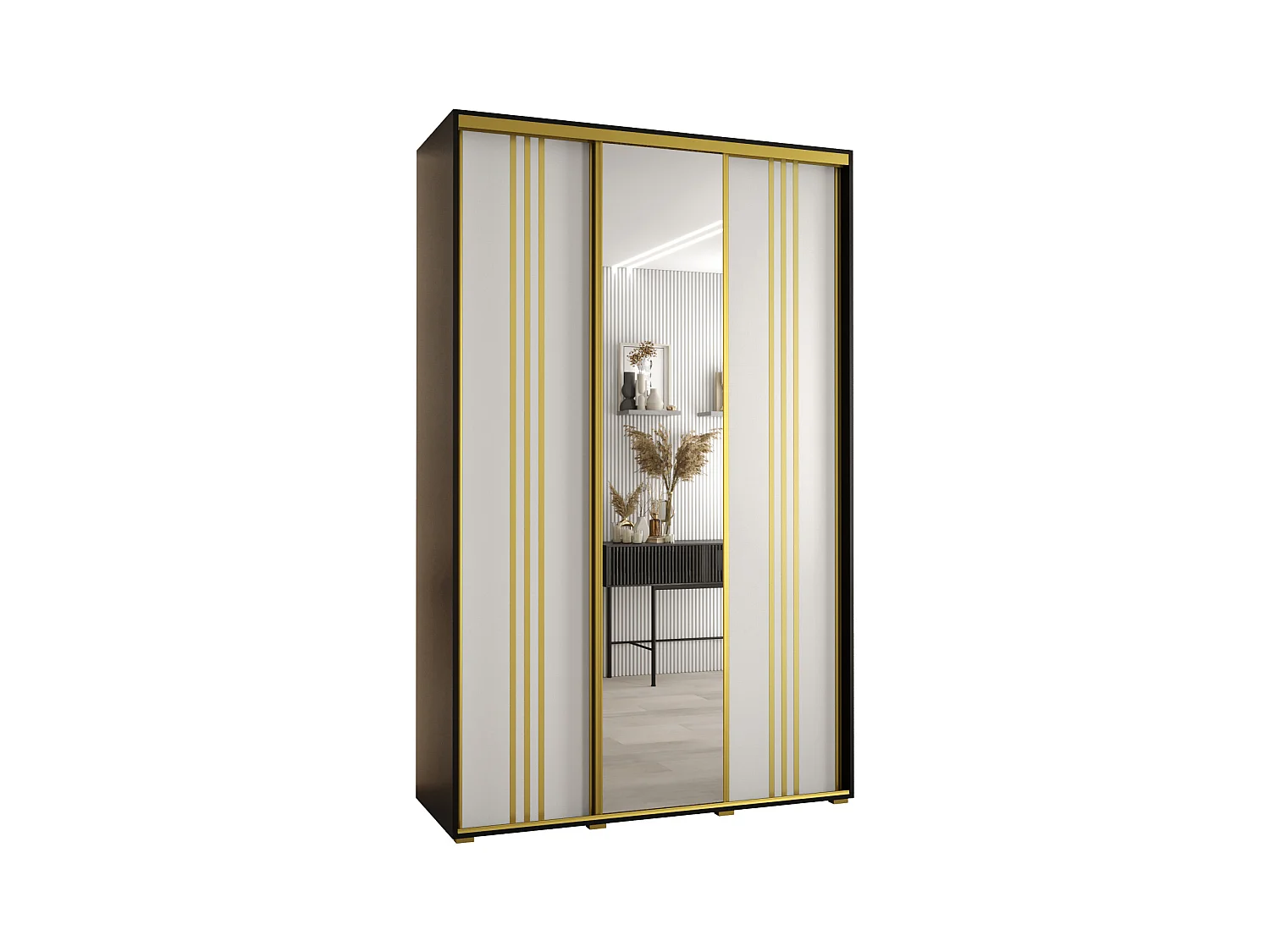 ARMOIRE DAVOS 7 À PORTES COULISSANTES 235,2/150/60 3 portes (Artisan/Blanc/Argent)