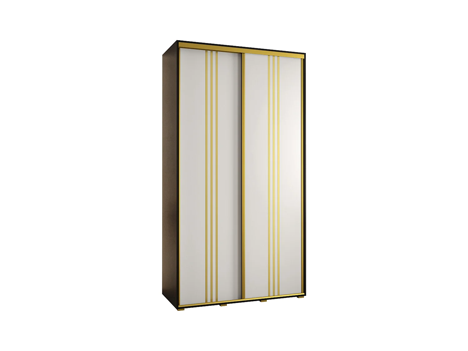 ARMOIRE DAVOS 6 À PORTES COULISSANTES 235,2/140/45 2 portes (Noir/Blanc/Or)