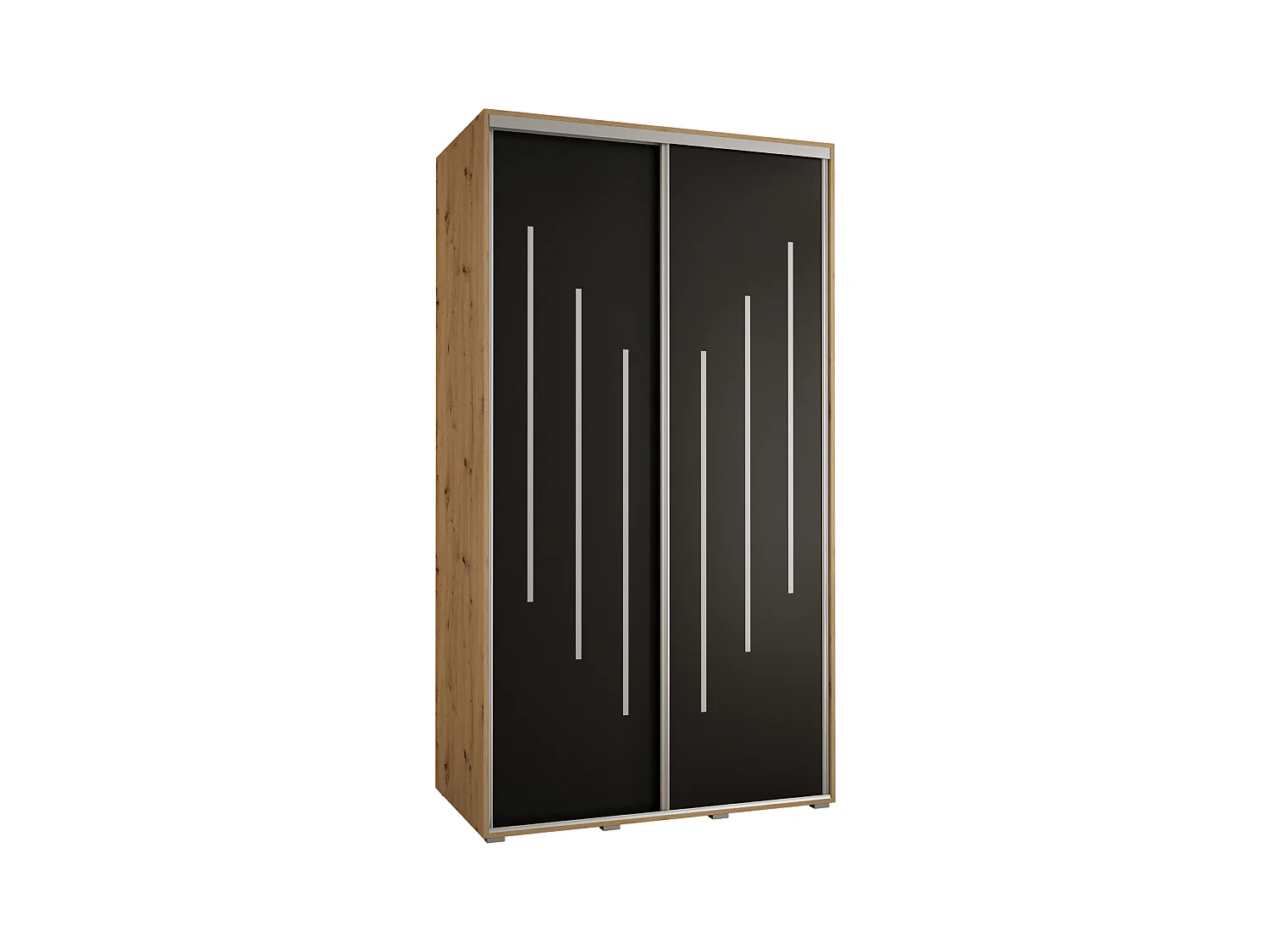 ARMOIRE DAVOS 8 À PORTES COULISSANTES 235,2/140/60 2 portes (Artisan/Noir/Argent)